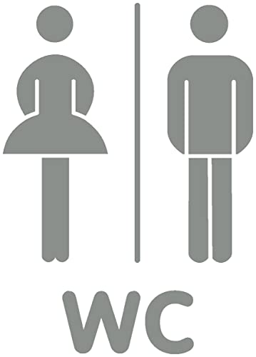 Samunshi® WC Tür Schild Türaufkleber Wandtattoo 14 x 20cm mittelgrau von Samunshi