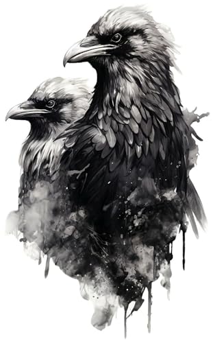 Samunshi® Wanddeko Hugin und Munin Schwarz Wallart Wandtattoo Asgard für Wohnzimmer Küche Wandaufkleber Wandsticker Runen Odin Thor43x70cm von Samunshi