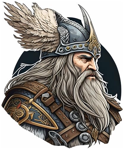Samunshi® Wanddeko Odin der Wikinger Wallart Wolf Wandtattoo Asgard für Wohnzimmer Küche Wandaufkleber Wandsticker Runen Odin Thor58x70cm von Samunshi