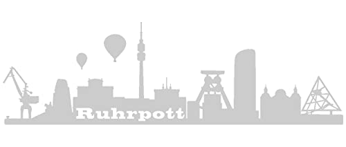 Samunshi® Wandsticker Ruhrpott Skyline Wandtattoo Aufkleber City Ruhrgebiet viele Farben und Größen sofort lieferbar 150 x 45cm silbermetalleffekt von Samunshi