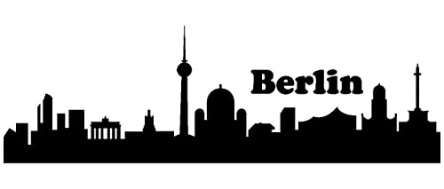 Samunshi® Wandtattoo Berlin Skyline Wandaufkleber viele Farben und Größen sofort lieferbar 30 x 9,4cm schwarz von Samunshi