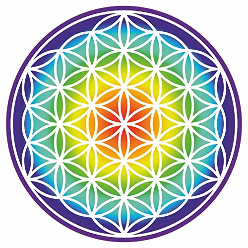 Samunshi® Wandtattoo Blume des Lebens Regenbogen Lebensblume | Wanddekoration Laptop Sticker | Esoterik Wellness Meditation Regenbogen 30 x 30cm von Samunshi