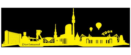Samunshi® Wandtattoo Dortmund Skyline + Stadion 120 x 36cm gelb von Samunshi