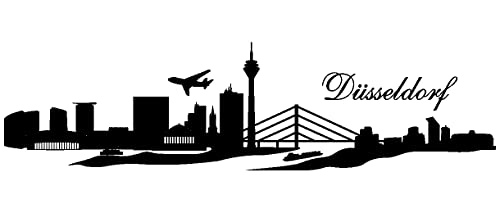 Samunshi® Wandtattoo Düsseldorf Skyline Wandaufkleber 190 x 49cm schwarz von Samunshi