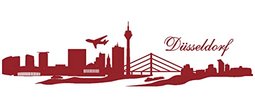 Samunshi® Wandtattoo Düsseldorf Skyline Wandaufkleber 150 x 39cm dunkelrot von Samunshi