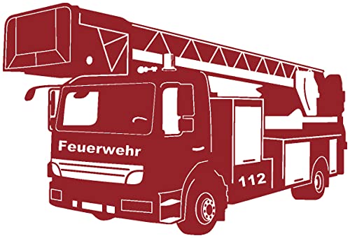 Samunshi® Wandtattoo Feuerwehr Löschzug 120 x 80cm dunkelrot von Samunshi