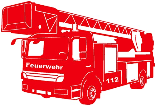 Samunshi® Wandtattoo Feuerwehr Löschzug 40 x 27cm hellrot von Samunshi