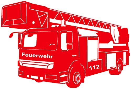 Samunshi® Wandtattoo Feuerwehr Löschzug 60 x 40cm hellrot von Samunshi
