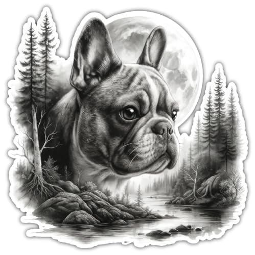 Samunshi® Wandtattoo Französische Bulldogge im Wald Wandsticker für Wald Natur und Hunde Fans Herrchen und Frauchen Deko für Küche Wohnzimmer Wandaufkleber Sticker für Wände 70x70cm von Samunshi