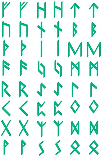 Samunshi® Wandtattoo Futhark Runen Set Wandaufkleber Wandsticker Aufkleber 13 x 20cm türkis von Samunshi