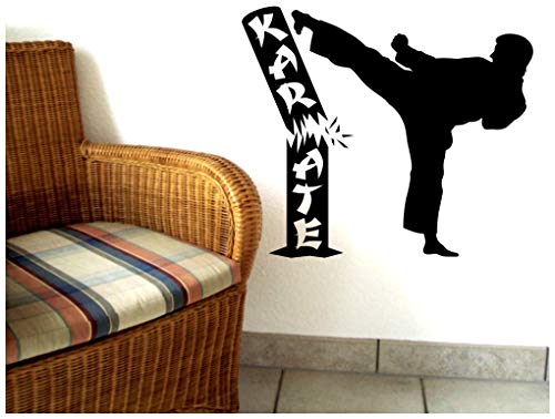 Samunshi® Wandtattoo Karate Karatekämpfer 110 x 95cm schwarz von Samunshi