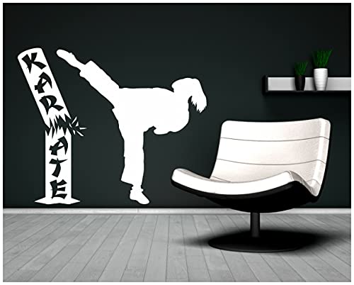 Samunshi® Wandtattoo Karate Karatekämpferin mit Stamm 110 x 90cm schwarz von Samunshi