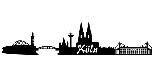 Samunshi® Wandtattoo Köln + Stadion Skyline Wandaufkleber schwarz 30x6,6cm von Samunshi