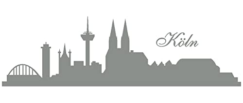 Samunshi® Wandtattoo Köln Skyline 150 x 45cm mittelgrau von Samunshi