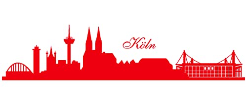 Samunshi® Wandtattoo Köln Skyline Stadion in 6 Größen und 19 Farben (150x34cm hellrot) von Samunshi