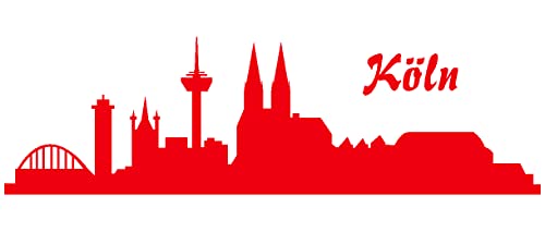 Samunshi® Wandtattoo Köln Skyline verschiedenen Größen und Farben lieferbar Wand aufkleber wallart 40 x 12cm hellrot von Samunshi