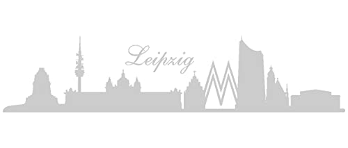 Samunshi® Wandtattoo Leipzig Skyline 70 x 16,3cm silbermetalleffekt von Samunshi