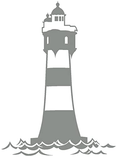 Samunshi® Wandtattoo Leuchtturm 'Roter Sand' 89 x 120cm mittelgrau von Samunshi