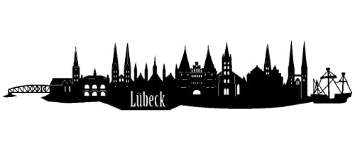 Samunshi® Wandtattoo Lübeck Skyline Wandaufkleber 120 x 24cm schwarz von Samunshi