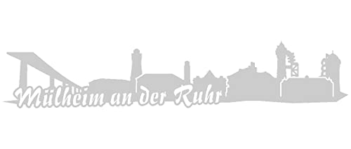 Samunshi® Wandtattoo Mülheim an der Ruhr Skyline Wandaufkleber in 8 Größen und 25 Farben (70x13,5cm Silber) von Samunshi