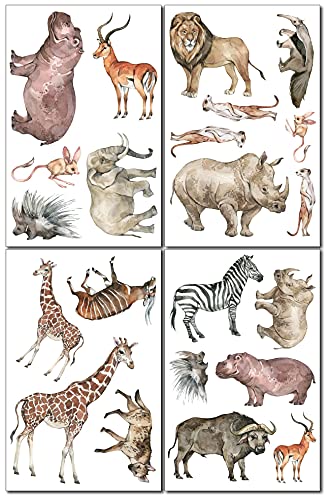 Samunshi® Wandtattoo Safari Tiere Set Wandbilder Kinderzimmer Deko Junge Wandtattoo Kinderzimmer Mädchen Wandsticker Kinderzimmer Aquarell von Samunshi