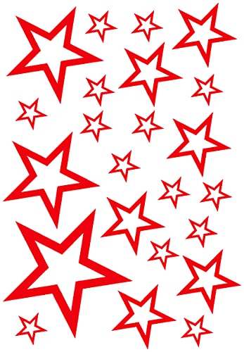 Samunshi® Wandtattoo Sterne Set 'Outline' 14x2,5cm6x5cm2x7,5cm1x10cm hellrot von Samunshi