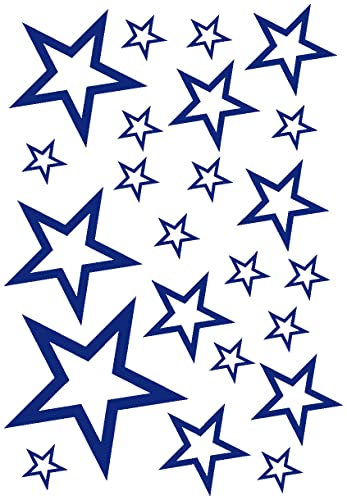 Samunshi® Wandtattoo Sterne Set 'Outline' 14x2,5cm6x5cm2x7,5cm1x10cm königsblau von Samunshi