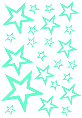 Samunshi® Wandtattoo Sterne Set 'Outline' 14x2,5cm6x5cm2x7,5cm1x10cm mint von Samunshi