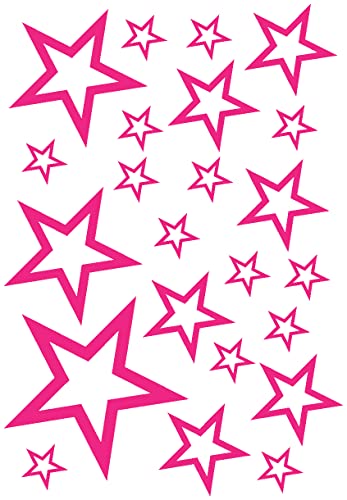 Samunshi® Wandtattoo Sterne Set 'Outline' 14x2,5cm6x5cm2x7,5cm1x10cm pink von Samunshi