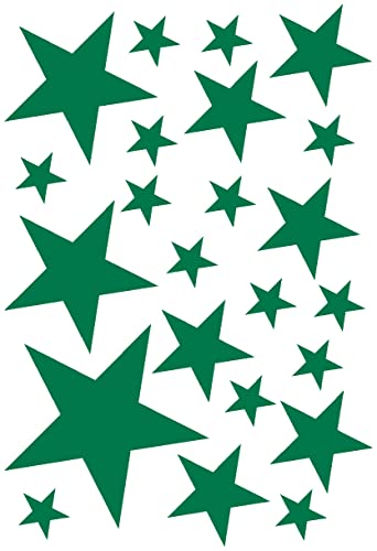 Samunshi® Wandtattoo Sterne Set 'gefüllt' 14x2,5cm6x5cm2x7,5cm1x10cm grün von Samunshi