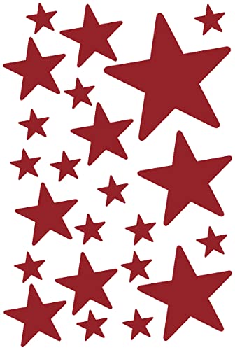 Samunshi® Wandtattoo Sterne Set 'gefüllt' runde Ecken 14x2,5cm6x5cm2x7,5cm1x10cm dunkelrot von Samunshi