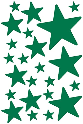 Samunshi® Wandtattoo Sterne Set 'gefüllt' runde Ecken 14x2,5cm6x5cm2x7,5cm1x10cm grün von Samunshi