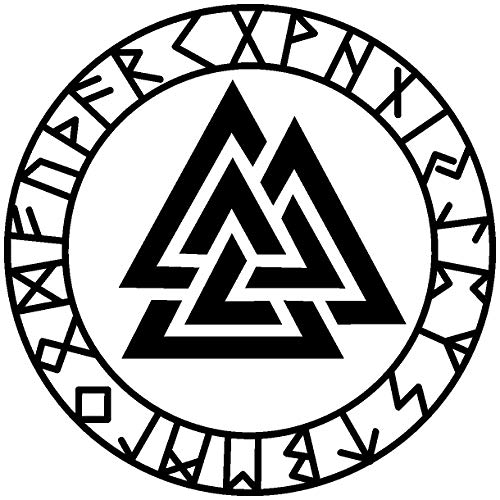 Samunshi® Wandtattoo Valknut mit Runen C Wotansknoten Wandaufkleber Wandsticker Aufkleber 40 x 40cm schwarz von Samunshi