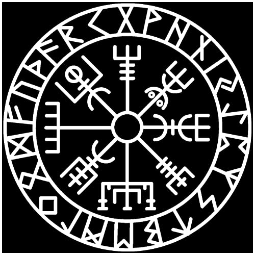 Samunshi® Wandtattoo Vegvisir mit Runen C Wandaufkleber Wandsticker Aufkleber 90 x 90cm weiß von Samunshi