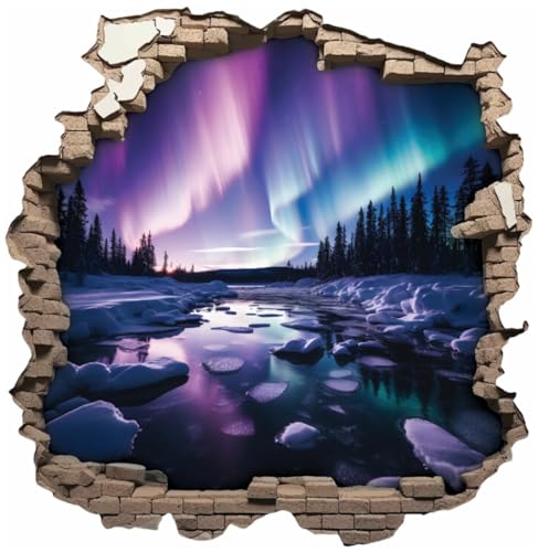 Samunshi® Wandtattoo Wandriss mit Polarlicht Aurora Fenster in andere Welt Portal Wanddekoration Wandsticker für Kinderzimmer Wohnzimmer Wanddeko 30x30cm von Samunshi