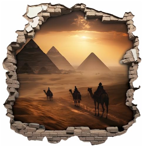 Samunshi® Wandtattoo Wandriss mit Pyramiden von Gizeh Ägypten Pharao Fenster in andere Welt Portal Wanddekoration Wandsticker für Kinderzimmer Wohnzimmer Wanddeko 30x30cm von Samunshi