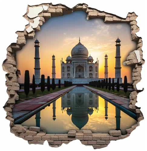 Samunshi® Wandtattoo Wandriss mit Taj Mahal Indien Fenster in andere Welt Portal Wanddekoration Wandsticker für Kinderzimmer Wohnzimmer Wanddeko 30x30cm von Samunshi
