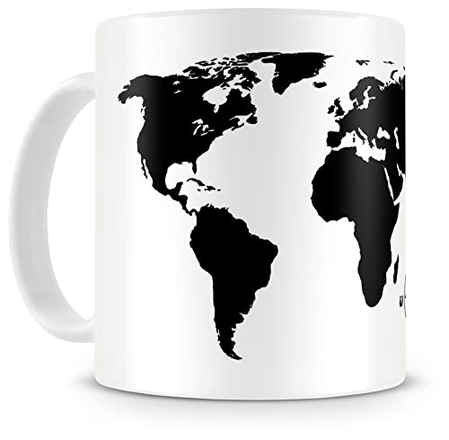 Samunshi® Weltkarte Karte Weltenbummler Tasse Kaffeetasse Teetasse Atlas H:95mm/D:82mm weiß von Samunshi