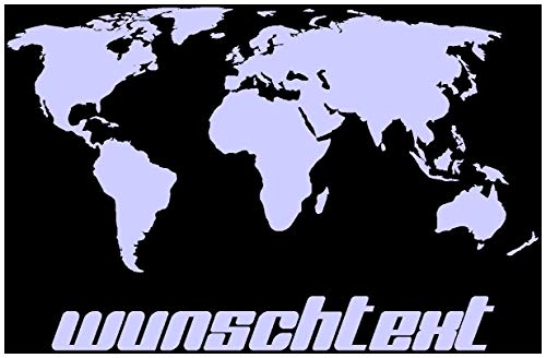 Samunshi® Weltkarte mit Wunschtext Aufkleber in 4 Größen und 25 Farben (40x27cm Flieder) von Samunshi