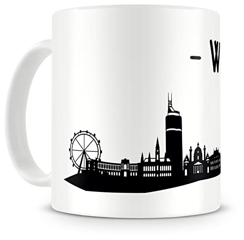 Samunshi® Wien Skyline Tasse Kaffeetasse Teetasse H:95mm/D:82mm weiß von Samunshi