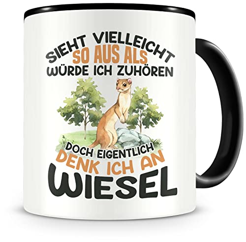 Samunshi® Wiesel Tasse mit Spruch Sieht vielleicht so aus Wiesel Geschenk für Wiesel Fans Kaffeetasse Lustige Tassen zum Geburtstag von Samunshi