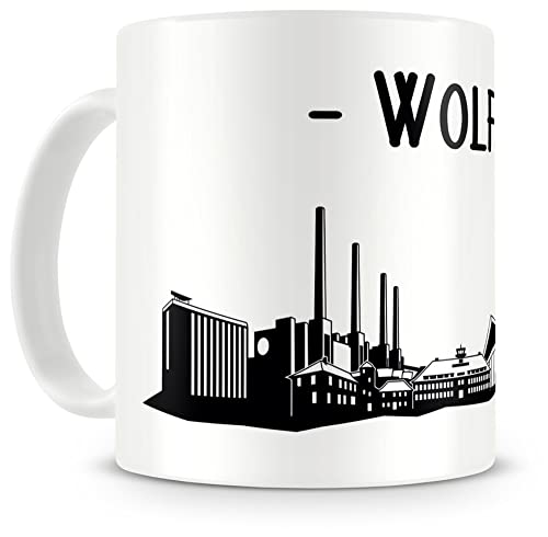 Samunshi® Wolfsburg Skyline Tasse Kaffeetasse Teetasse H:95mm/D:82mm weiß von Samunshi