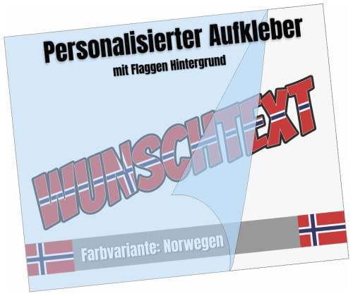 Samunshi® Wunschtext Aufkleber Flaggen Hintergrund Norwegen | Auto Motorrad Wohnmobil Tuning Sticker | wetterbeständig Waschanlagenfest von Samunshi