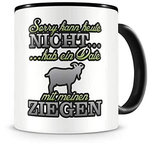 Samunshi® Ziegen Tasse mit Spruch Date mit Ziegen Geschenk für Ziegen Fans Kaffeetasse groß Lustige Tassen zum Geburtstag schwarz 300ml von Samunshi