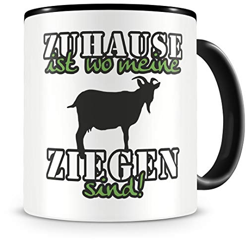 Samunshi® Ziegen Tasse mit Spruch Zuhause ist Ziegen Geschenk für Ziegen Fans Kaffeetasse groß Lustige Tassen zum Geburtstag schwarz 300ml von Samunshi