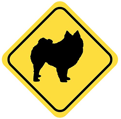 Samunshi® Zwergspitz Warnschild Warndreieck Aufkleber Achtung Vorsicht Hund - 20x20cm mehrfarbig von Samunshi