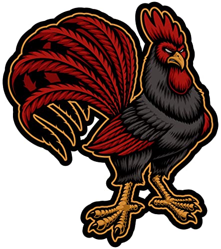 Samunshi Bad Rooster Aufkleber Autoaufkleber für Motorrad Fahrrad Roller oder Auto Sticker Hahn und Hühner Gockel (9x10cm Bad Rooster) von Samunshi