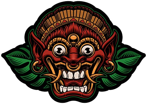 Samunshi Barong Maske Aufkleber Autoaufkleber für Motorrad Fahrrad Roller oder Auto Sticker balinesische Mythologie Drachenmaske Bali Rangda Ubud (15x11cm Barong Maske) von Samunshi