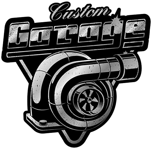 Samunshi Custom Garage Aufkleber Autoaufkleber für Motorrad Fahrrad Roller oder Auto Sticker Chopper Bopper Enduro Motocross Rockabilly Vintage Retro (10x10cm Custom Garage) von Samunshi