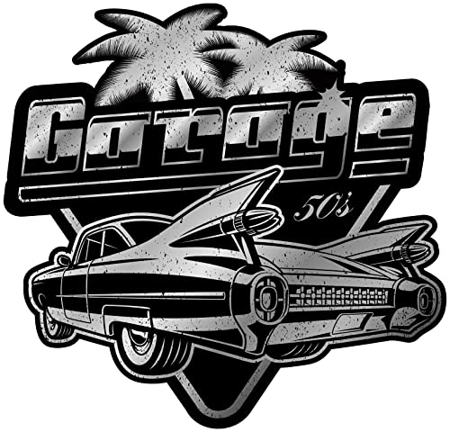 Samunshi Oldtimer Garage Aufkleber Autoaufkleber für Motorrad Fahrrad Roller oder Auto Sticker Chopper Hot Rod Bopper Enduro Motocross Rockabilly Vintage RETR (10x10cm Oldtimer Garage) von Samunshi